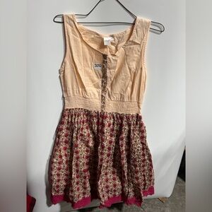 #3020-Charming Floral Kids Dress in Cream and Pink